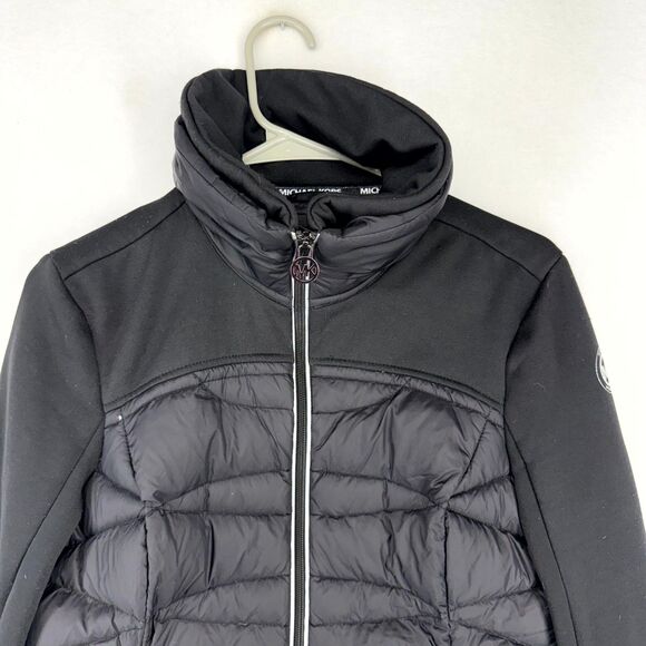 Michael Kors Womens Black Puffer Sleeve Jacket Size S Moto Track Full Zip‎ - Picture 5 of 10